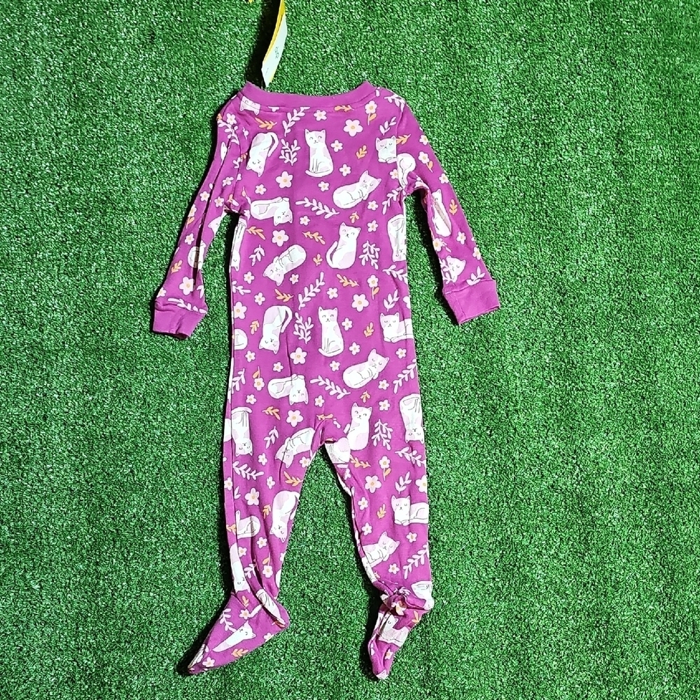 Purple Baby Girl Footie with Cat Design - Picture 4 of 4